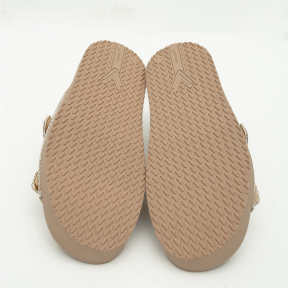 Vionic - Riviera Canvas Cream Gold Slide Sandals Size 10W - Picture 5 of 13